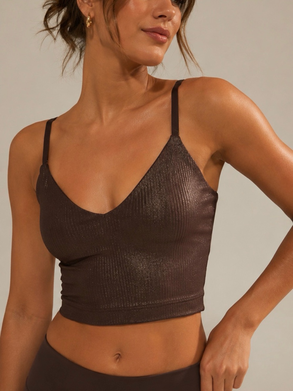 RARE Lululemon Align Ribbed Crop Cami Tank Shine Espresso Size 4 and 6 LW1GDAS